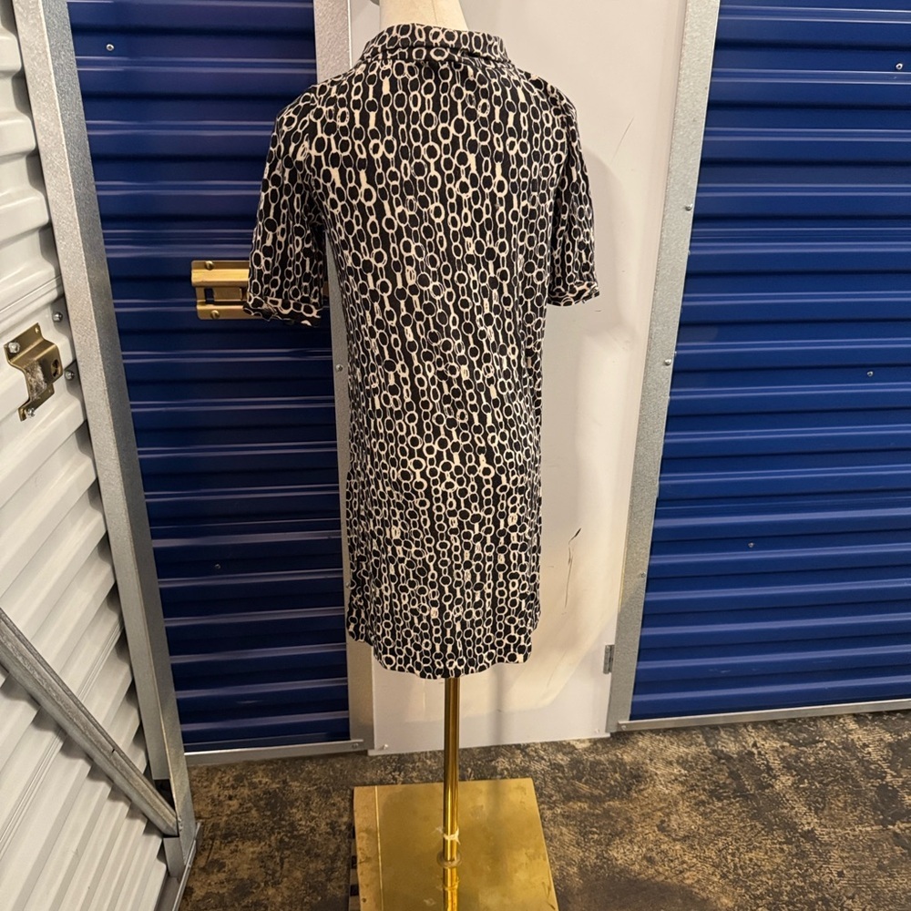 J. Crew Collection Chic Black & Cream Patterned Top Mini Dress Size Medium - Picture 5 of 7